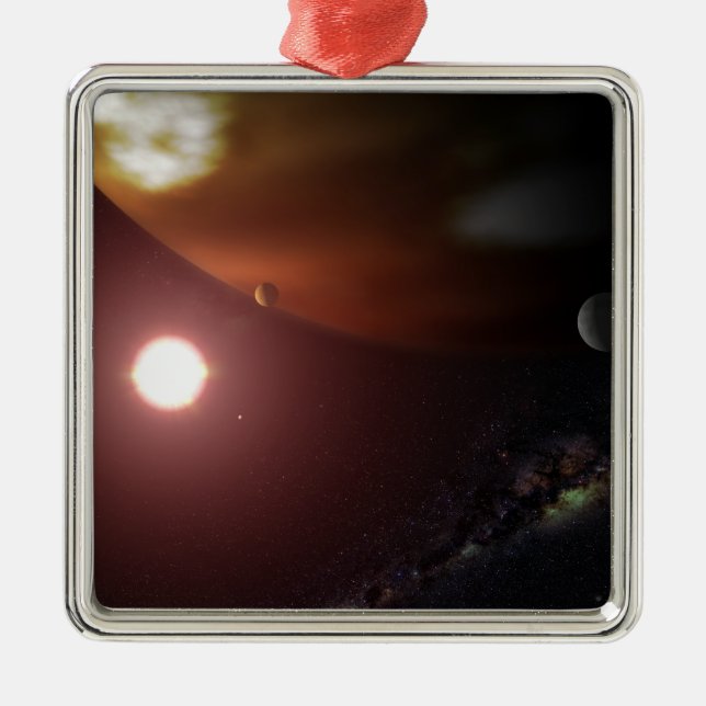 Ornement Métallique Une planète géante du gaz en orbite autour d'une é (Devant)