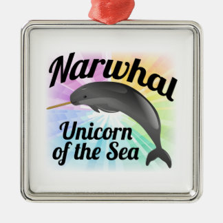 Ornement Métallique Unicorne Narwhal de la mer, Arc en ciel mignon