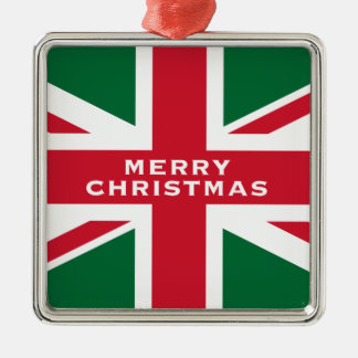 Ornement Métallique Union Jack de Noël ~ Rouge, Vert et Blanc