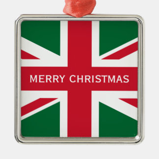 Ornement Métallique Union Jack de Noël ~ Rouge, Vert et Blanc