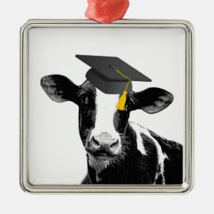 Ornement Métallique Vache drôle à obtention du diplôme de