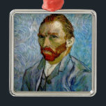 Ornement Métallique Van Gogh Autoportrait<br><div class="desc">Peinture d'auto-portrait du peintre hollandais post-impressionniste Van Gogh dans les tons bleus</div>