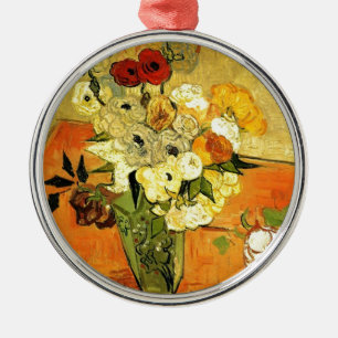 Ornement Métallique Van Gogh peignant des fleurs capricieuses et des v