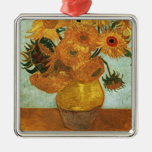 Ornement Métallique Vase avec douze tournesols
