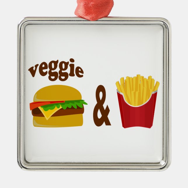 Ornement Métallique Veggie Burger et Fries (Devant)