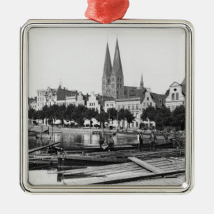 Ornement Métallique Vente du bois sur la rivière Trave, Lübeck, c.19