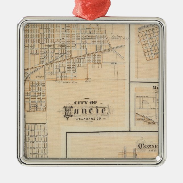 Ornement Métallique Ville de Muncie, Delaware Co avec Yorktown (Devant)