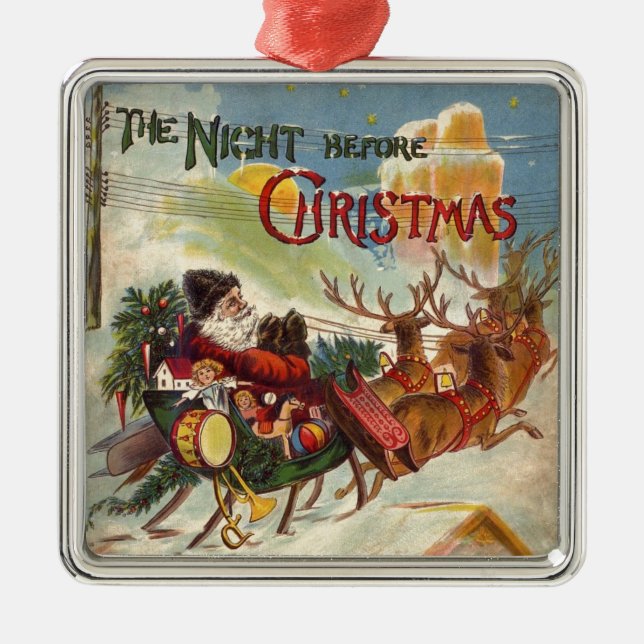 Ornement Métallique Vintage Santa Claus Reindeer (Devant)