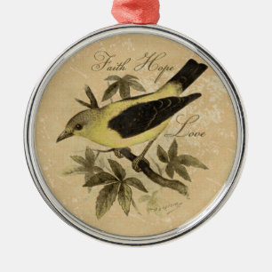 Ornement Métallique Vintage Songbird Faith Hope Love Tree Ornament