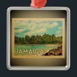 Ornement Métallique Vintage voyage des Caraïbes d'ornement de la<br><div class="desc">Un ornement vintage frais de la Jamaïque de style comportant des palmiers dans une scène vintage d'île d'amusement.</div>