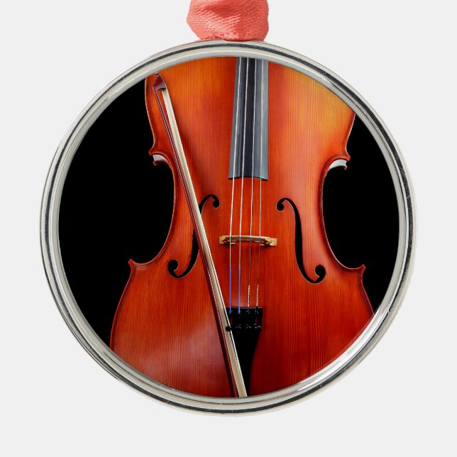 Ornement Métallique Violoncelle classique sur le noir (Devant)
