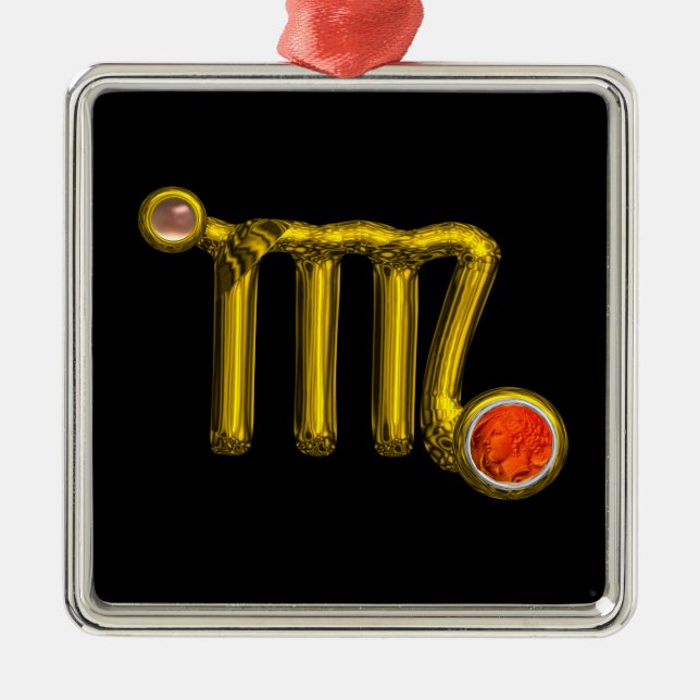 Ornement Métallique VIRGO/OR SIGNE ZODIAC JEWEL ORANGE AGATE, Noir (Devant)