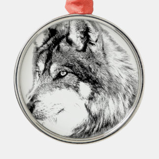 Ornement Métallique Visage de loup. Le loup majestueux regarde