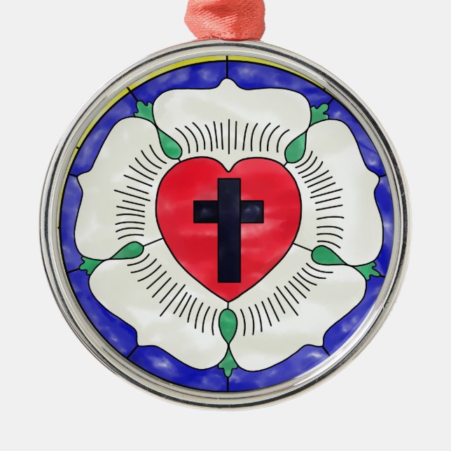 Ornement Métallique Vitrail de la Rose de Luther (Devant)