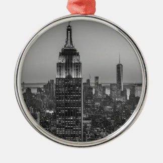 Ornement Métallique Vue aérienne en noir et blanc de New York City Nig