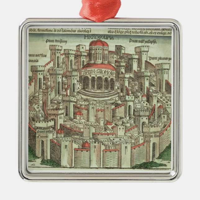 Ornement Métallique Vue de la ville murée de Jérusalem montrant T (Devant)