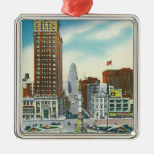 Ornement Métallique Vue de rue de cour de bâtiment de banque de