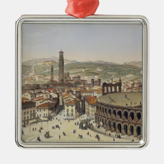 Ornement Métallique Vue de Vérone, gravée par L. Cherbuin (couleur en (Devant)