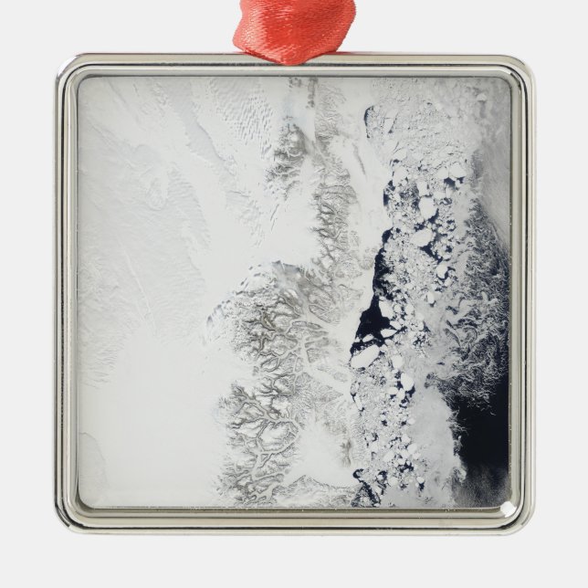 Ornement Métallique Vue satellite de la côte est de Greenlan (Devant)