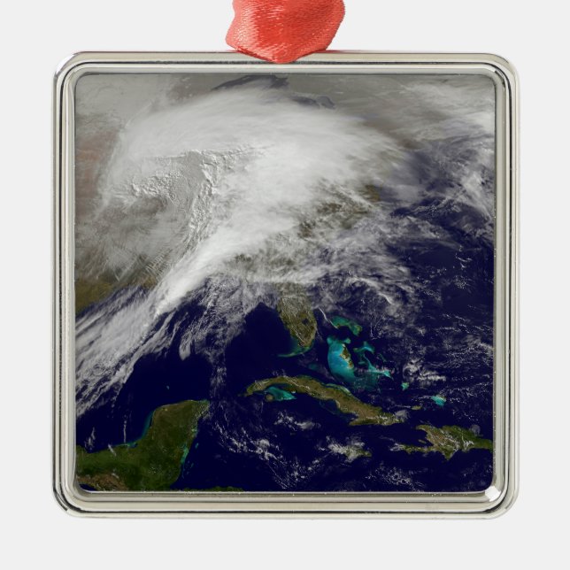 Ornement Métallique Vue satellite d'une tempête d'hiver massive (Devant)