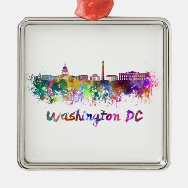 Ornement Métallique Washington DC skyline in watercolor (Devant)