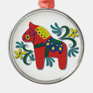 Ornement Métallique Whimsical suédois Dala Horse
