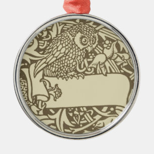 Ornement Métallique William Morris Owl Floral Design Vintage