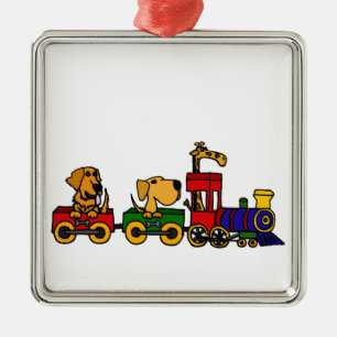 Ornement Métallique XX chiens sur une bande dessinée de train