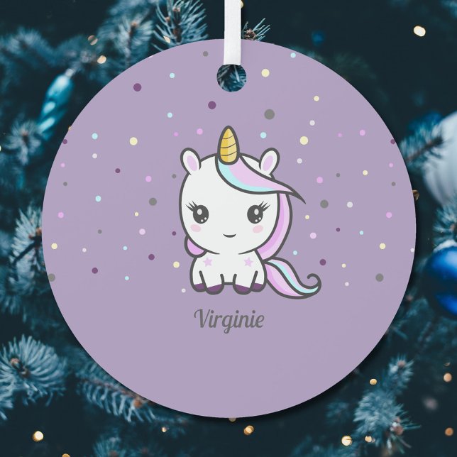 Ornement mignon à la licorne violette (Cute Unicorn Purple Ornament)