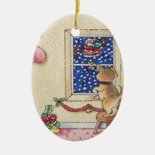 ornement mignon de chiot et de Noël de père Noë