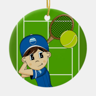 Ornement mignon de garçon de tennis