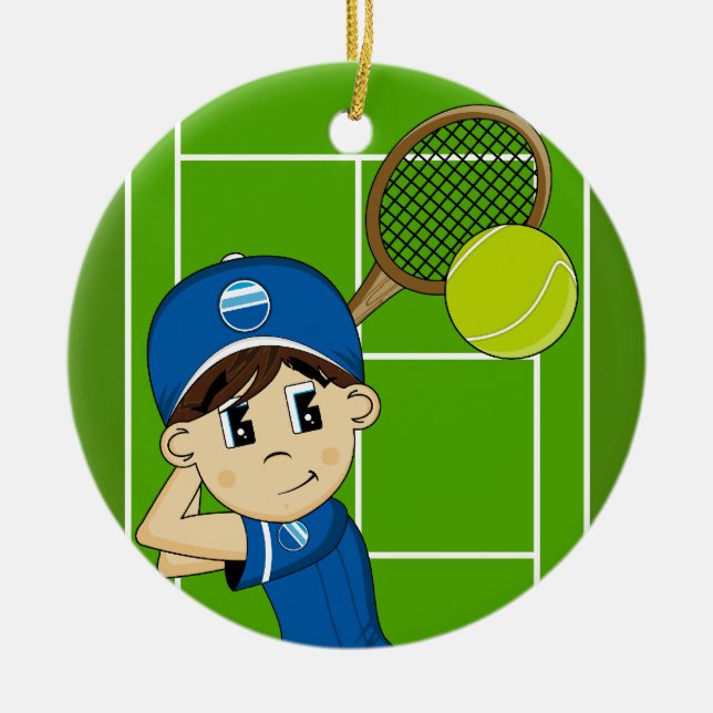 Ornement mignon de garçon de tennis (Devant)