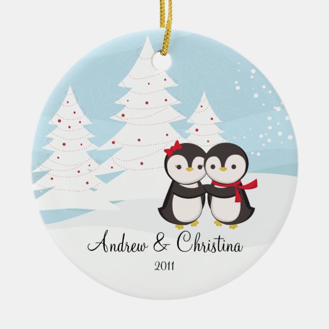 Ornement mignon de Noël d'amour de couples de (Devant)