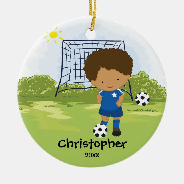 Ornement mignon de Noël de sport de footballeur (Devant)