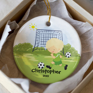 Ornement mignon de Noël de sport de footballeur