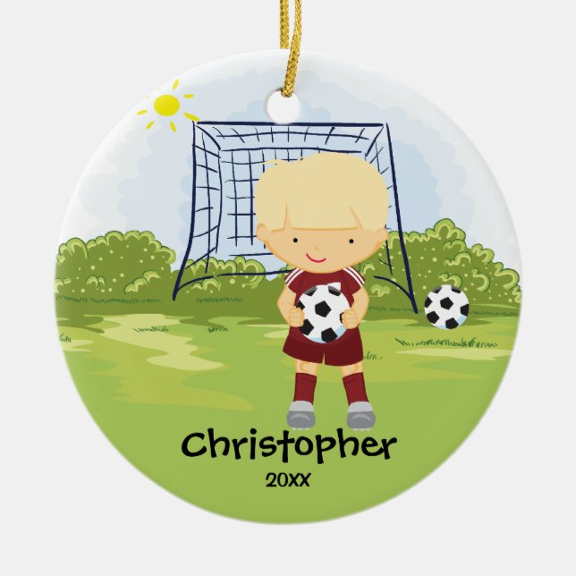 Ornement mignon de Noël de sport de footballeur (Devant)
