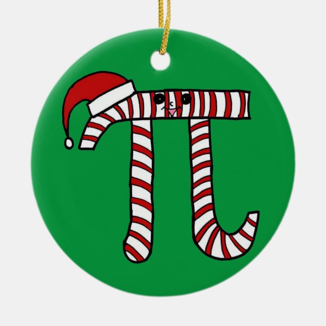 Ornement mignon de Noël pi (arrière - plan vert) (Devant)