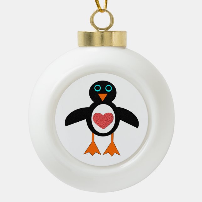 Ornement mignon de pingouin de coeur (Devant)