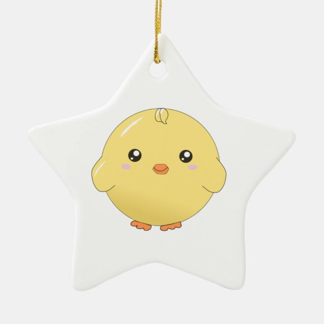 Ornement mignon de poussin de jaune de kawaii (Devant)
