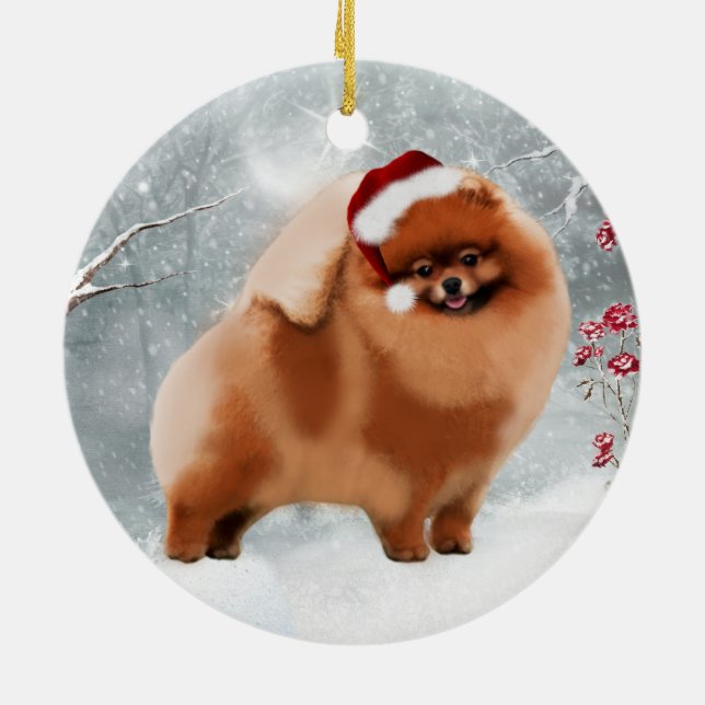 Ornement mignon d'hiver de Pomeranian Père Noël (Dos)