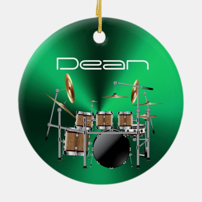 Ornement musical personnalisé de Noël de batteur (Dos)