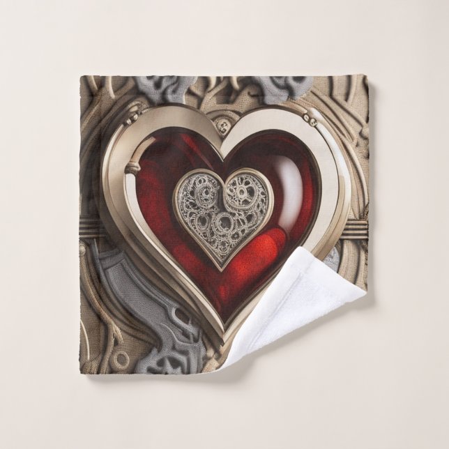 Ornement mystérieux au coeur rouge (Gant de toilette)