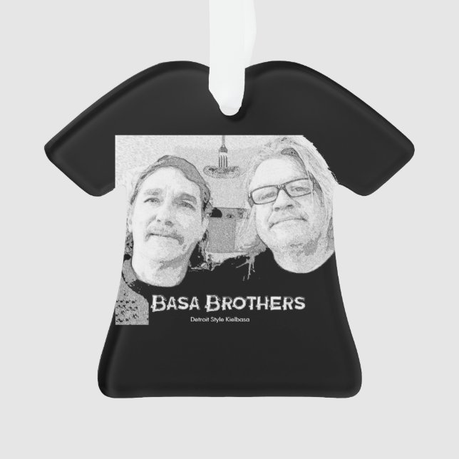 Ornement noir de Noël de T-shirt de frères de Basa (devant)