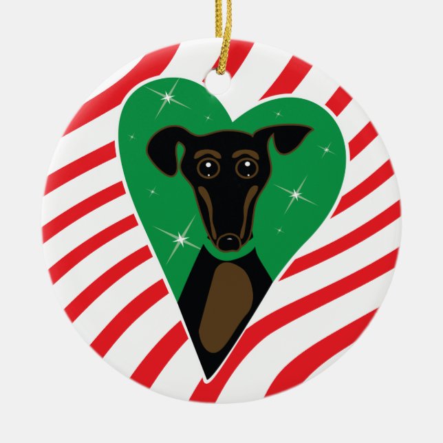 Ornement noir et bronzage de chien de Noël (Devant)