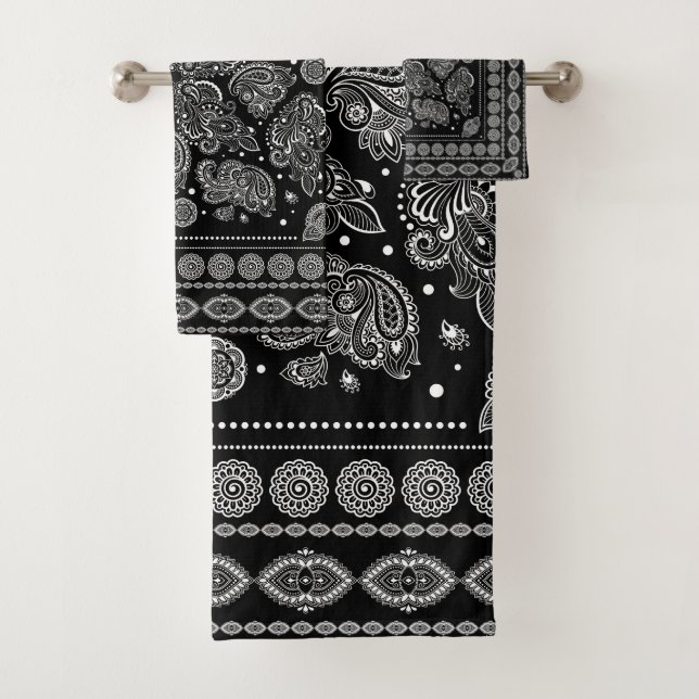 Ornement oriental de Paisley noir et blanc (En situation)