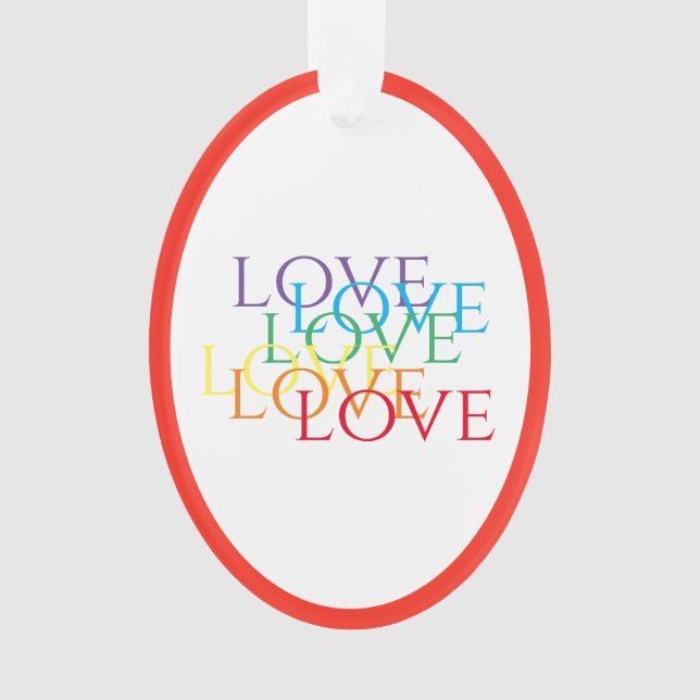 ORNEMENT Ovale acrylique RAINBOW LOVE - Rouge (devant)