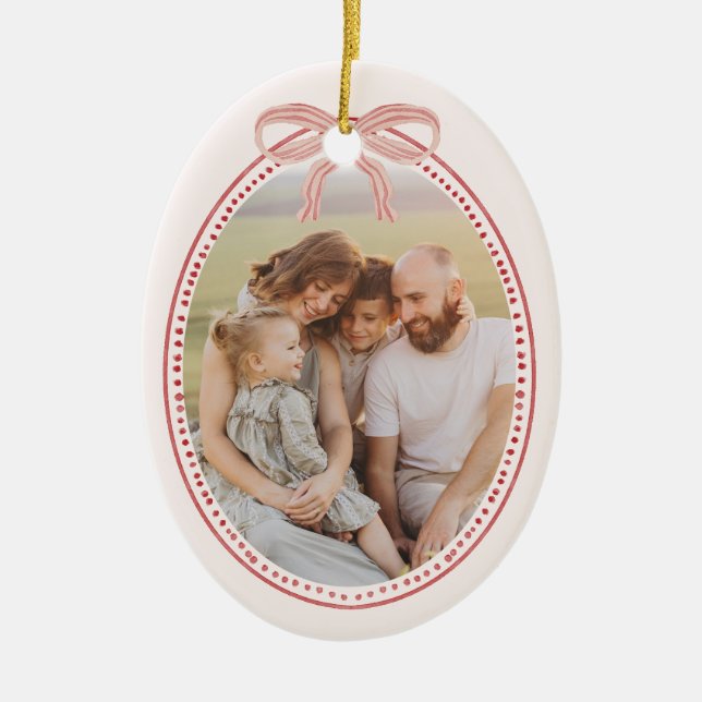 Ornement ovale de Noël chic grandmillennial (Devant)