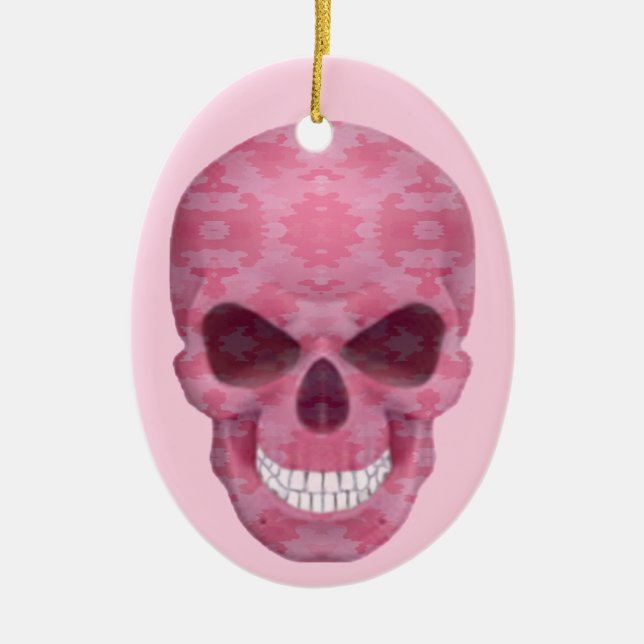 Ornement ovale du crâne du camouflage rose (Devant)