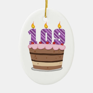 Ornement Ovale En Céramique 109 ans sur le gâteau d'anniversaire