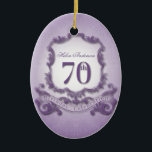 Ornement Ovale En Céramique 70th Birthday Celebration Personalized Ornament<br><div class="desc">Vintage frame - Customizable Ornament. You can easily change text color,  font,  size and position by clicking the customize button.</div>